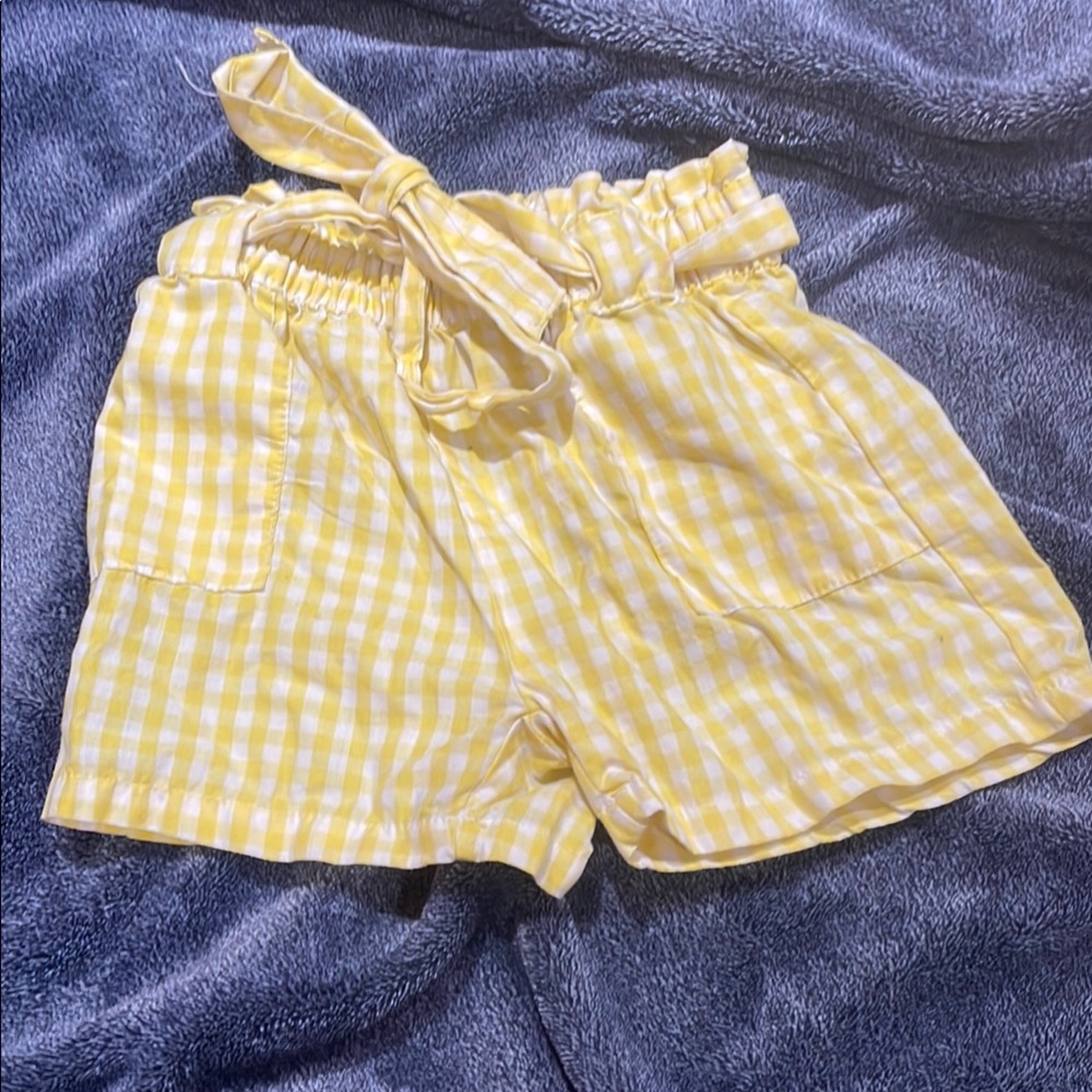 Yellow Gingham Tie-Waist Shorts